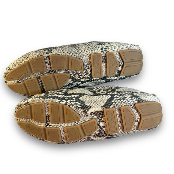 SAME EDELMAN Beige & Black Leather Reptile Embossed Driving Loafers SZ 7M - Picture 7 of 11